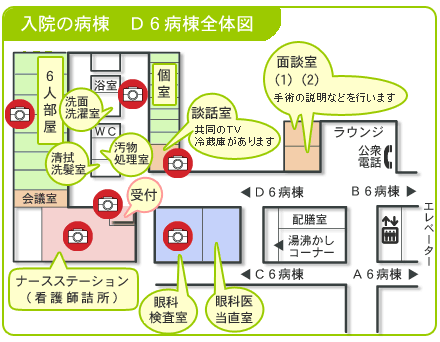 入院病棟、案内図 入院病棟、案内図